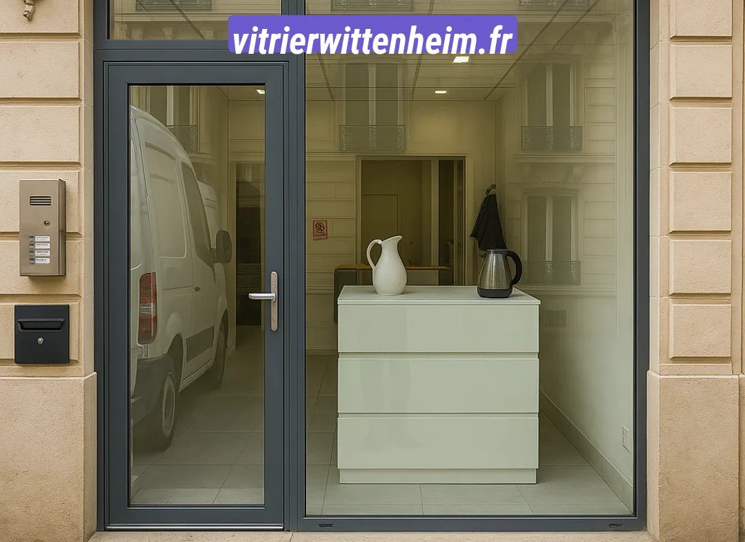 Façade vitrine de magasin en aluminium sur mesure à Wittenheim